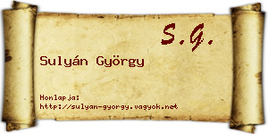 Sulyán György névjegykártya
